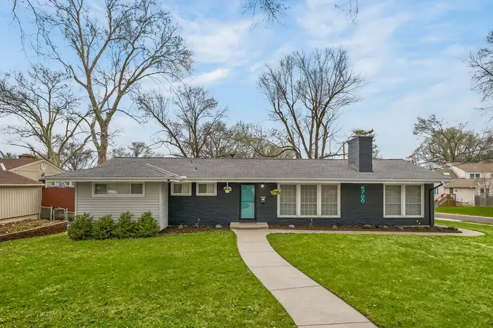 Front exterior and driveway arrival at Rising Star Ranch in Mission, Kansas